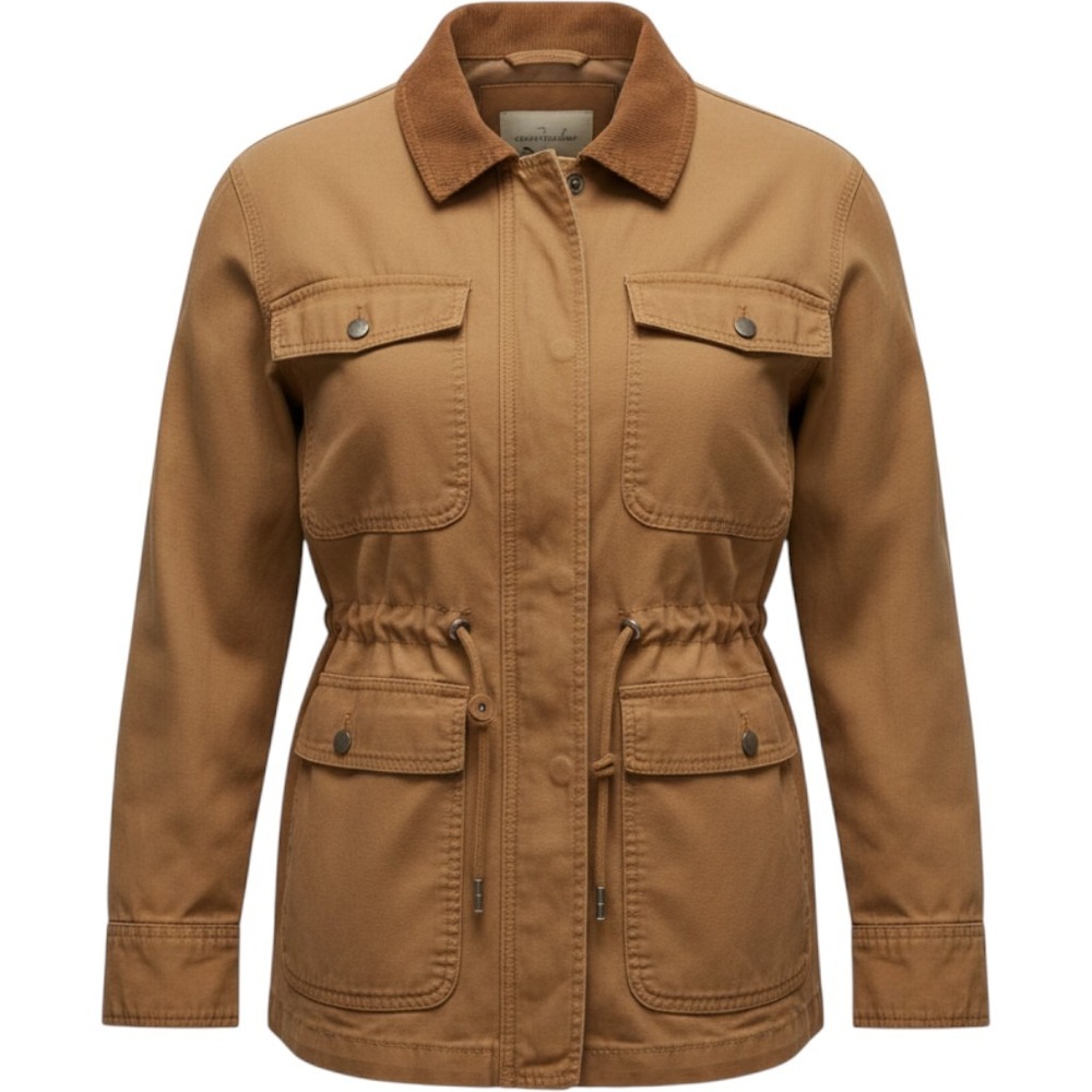 Universal Thread Brown Canvas Barn Jacket Corduroy Collar Utility Coat Womens XL